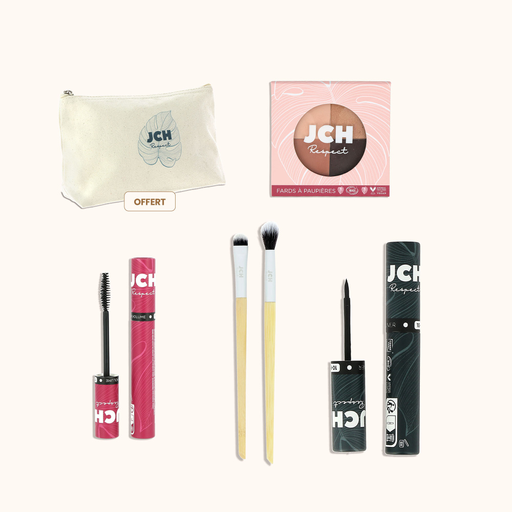 La composition de la trousse maquillage spéciale yeux de chez JCH Respect.
