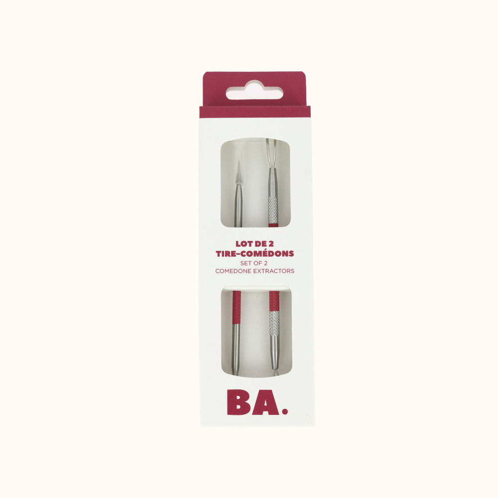Le duo de tire-comédons de chez BA dans leur packaging