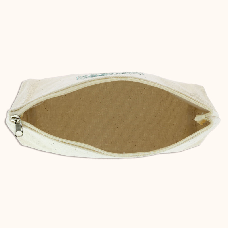 La trousse en coton de chez JCH Respect ouverte.