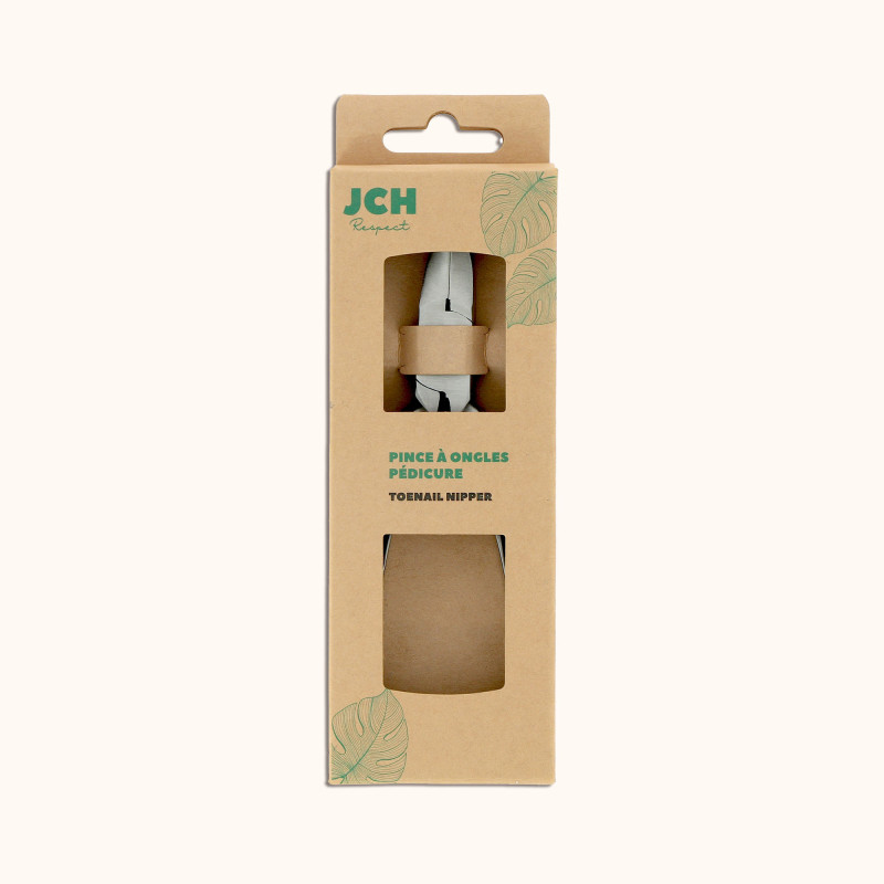 La pince à ongles sécateur pédicure de chez JCH Respect dans son packaging.