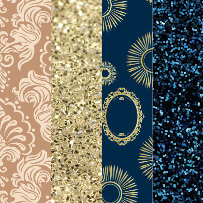 Les motifs du présentoir de 88 pièces thème Versailles de chez F.code.