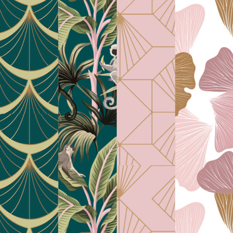Les motifs du présentoir de 58 pièces thème Art déco de chez F.code.