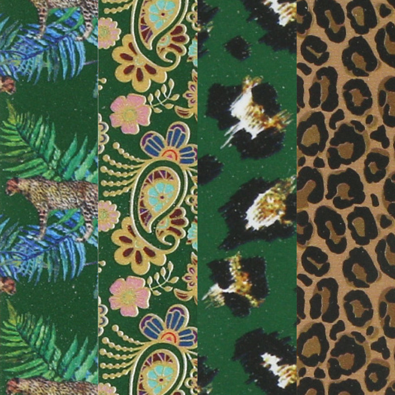 Les motifs du présentoir de 36 pièces thème Safari de chez F.code.