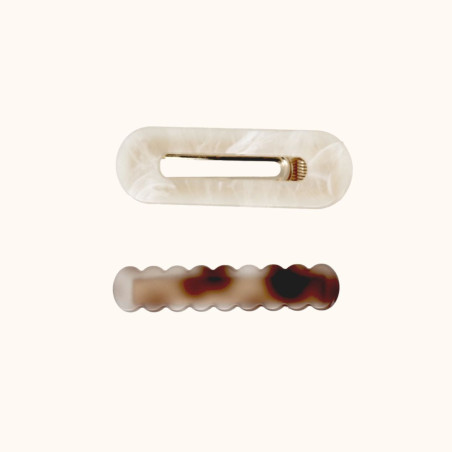 Set de barrettes nacrées blanches et marrons BA