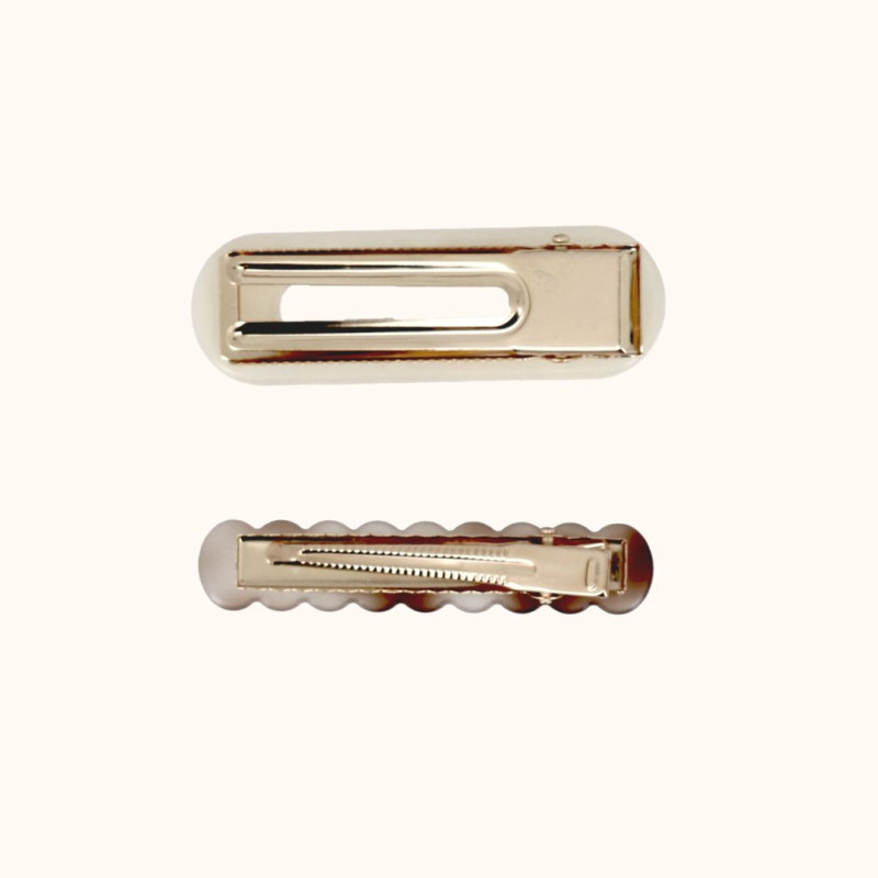 Set de barrettes nacrées blanches et marrons BA dos