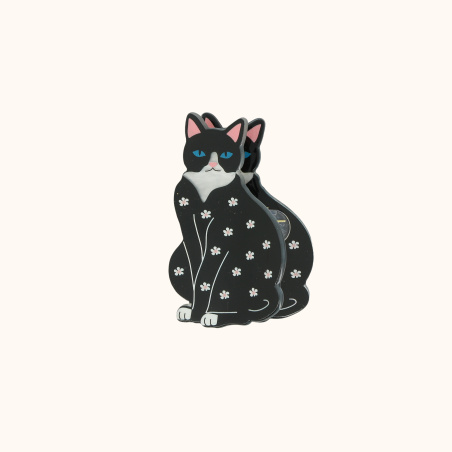 La pince à cheveux chat avec fleurs