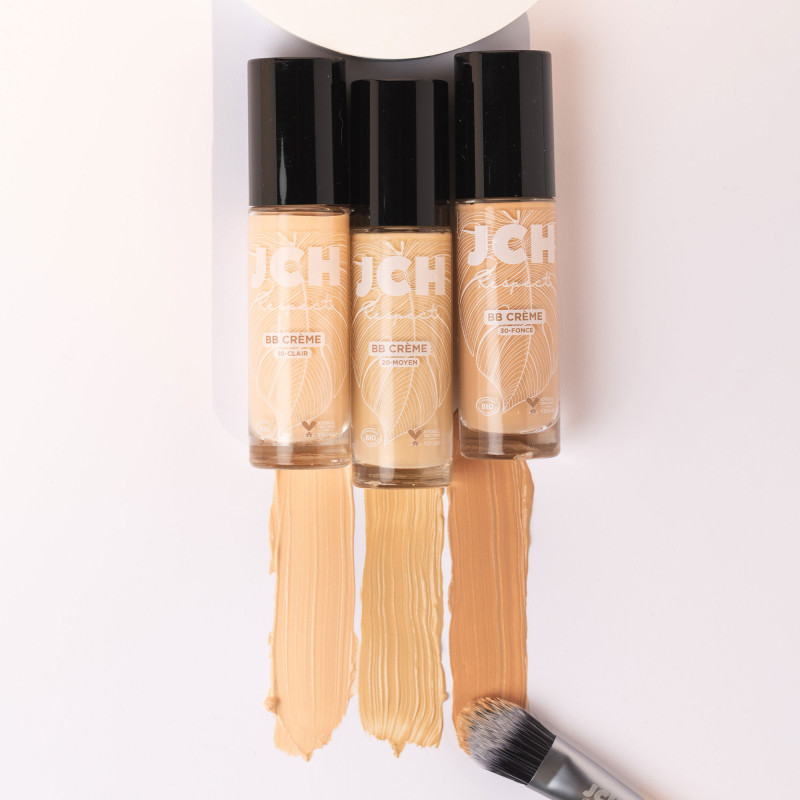Les différentes teintes de la BB crème de la gamme JCH Respect.