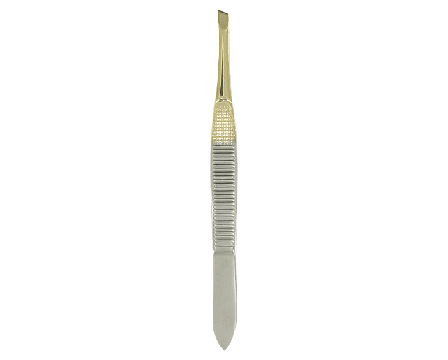 Slanted half-gold tweezers